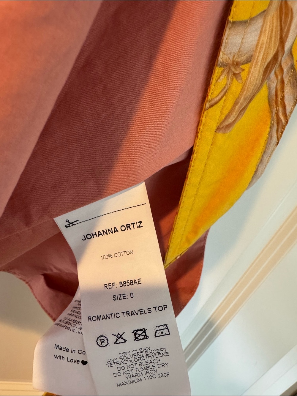 Johanna Ortiz Yellow Printed Romantic Travels Top | Size 0 - Picture 6 of 7